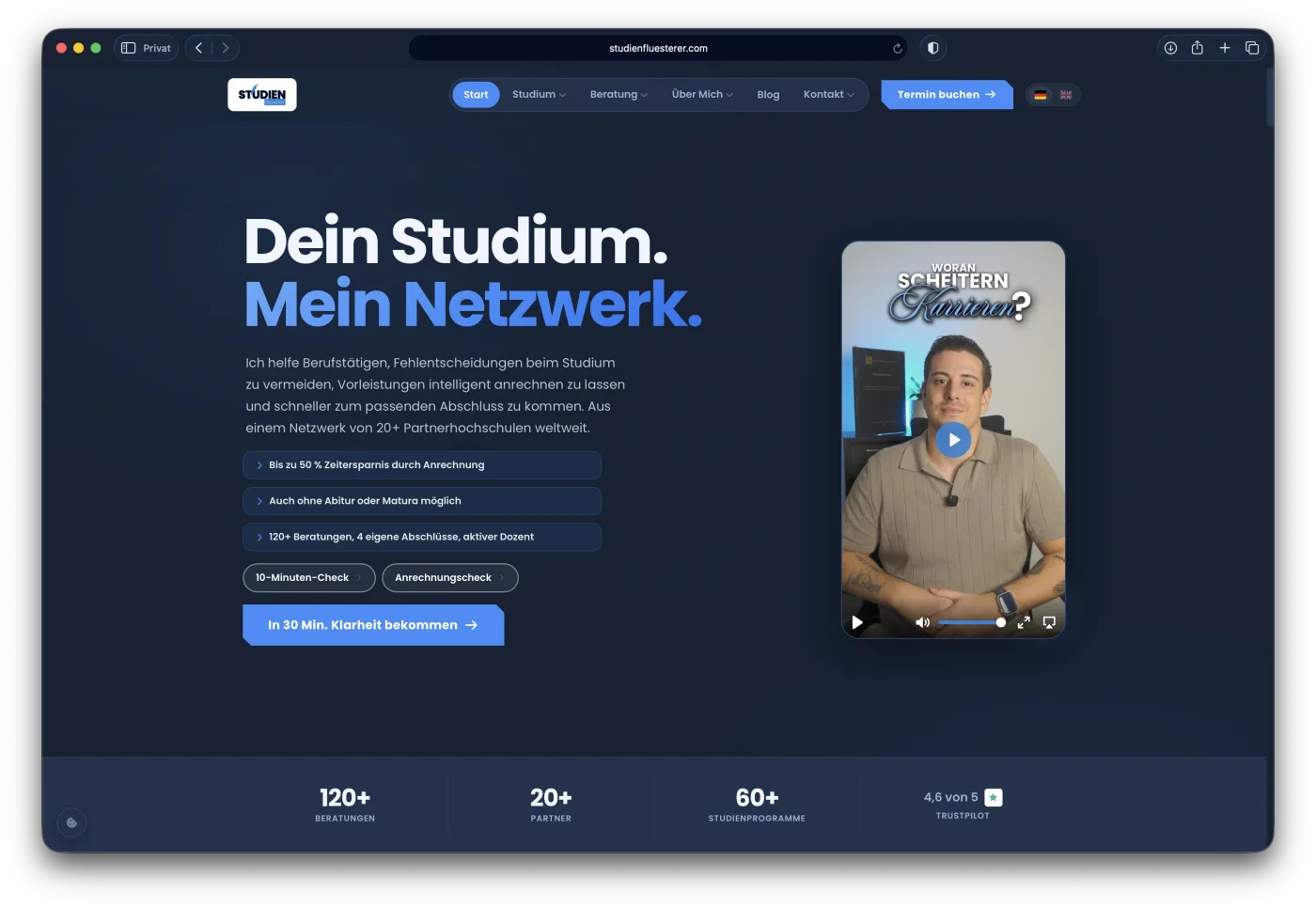 Startseite von Studienflüsterer